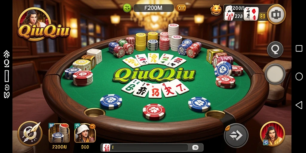 Tampilan gameplay seru dalam game QiuQiu F200M.