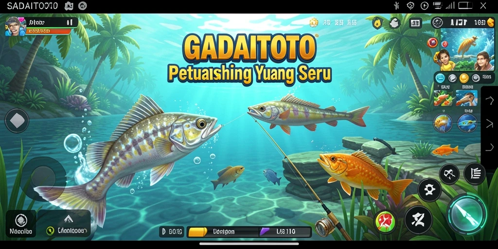 Gameplay GADAITOTO yang menampilkan momen seru saat memancing.
