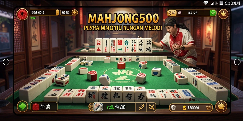 Tampilan gameplay <strong>MAHJONG500</strong> yang menawan dengan alunan musik.