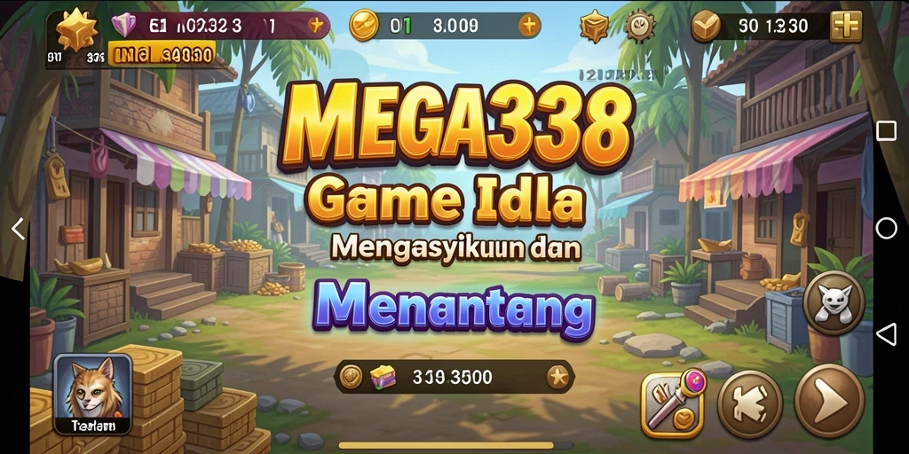 Screenshot gameplay MEGA338 menampilkan berbagai aset yang sedang dikelola dalam game Idle.