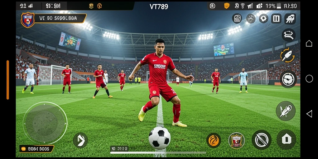 Gameplay VT789 yang menampilkan pertandingan sepak bola yang seru dan mengasyikkan.